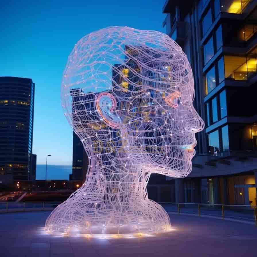 Giant abstract metal wire light human head sculptures DZ-610