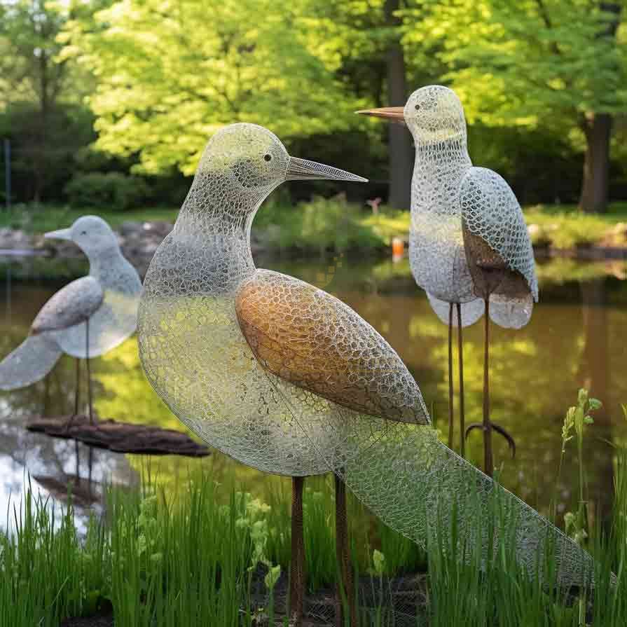 Metal Wire Abstract Bird Sculpture Park Garden Decor DZ-613