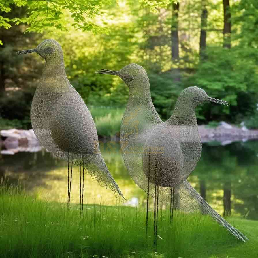 Metal Wire Abstract Bird Sculpture Park Garden Decor DZ-613