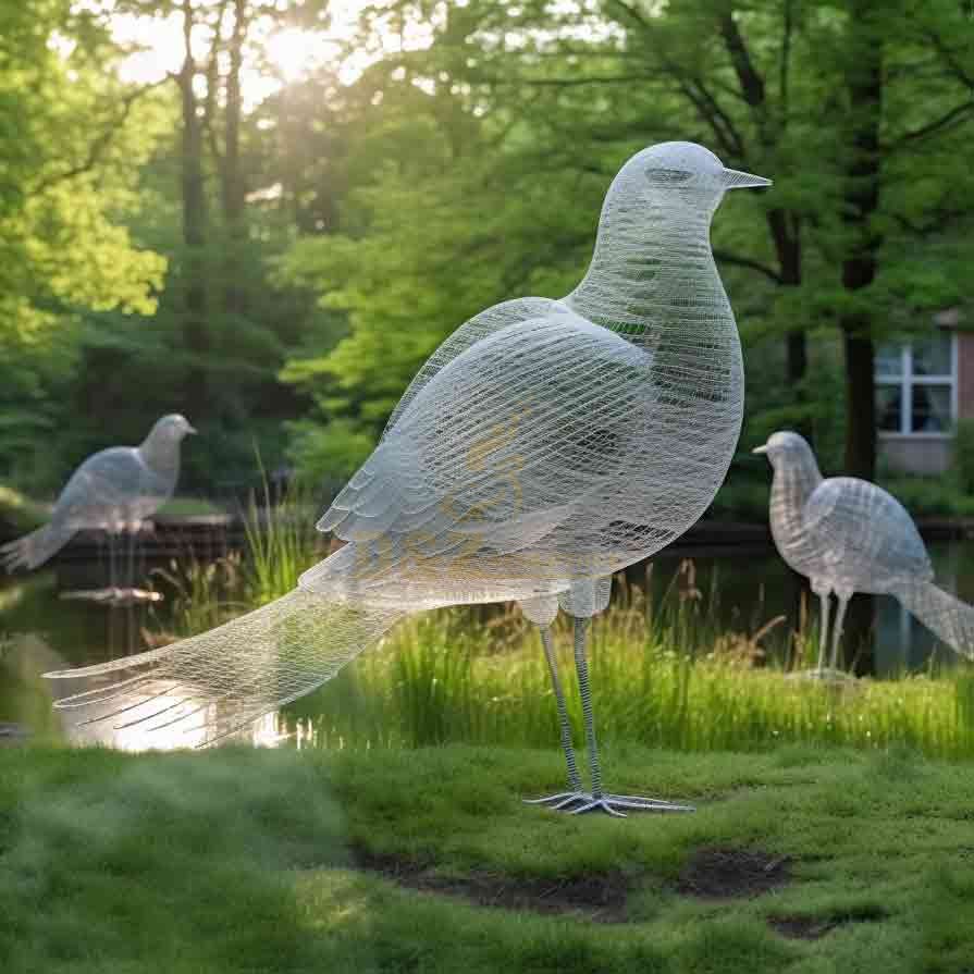 Large Metal Wire Bird Sculptures