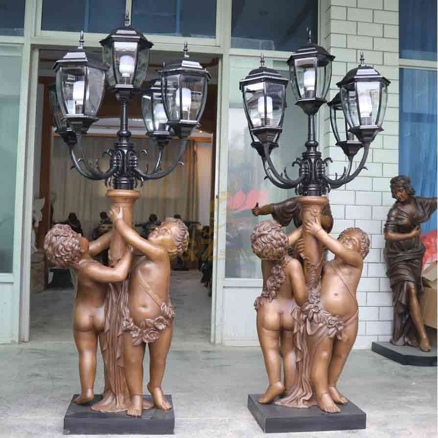 Vintage Bronze Child Statue Floor Lamps for sale DZ-619