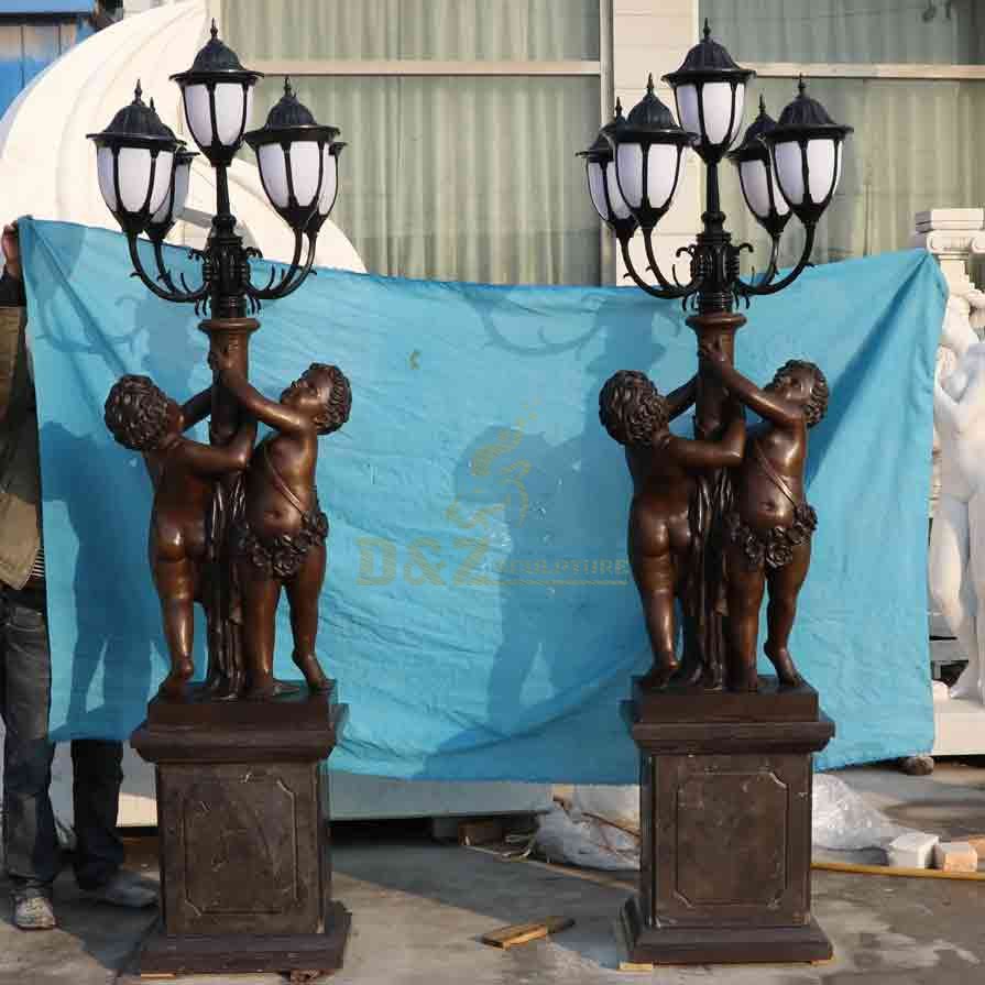 Pair of Vintage Bronze Child Figurine Floor Lamps DZ-619