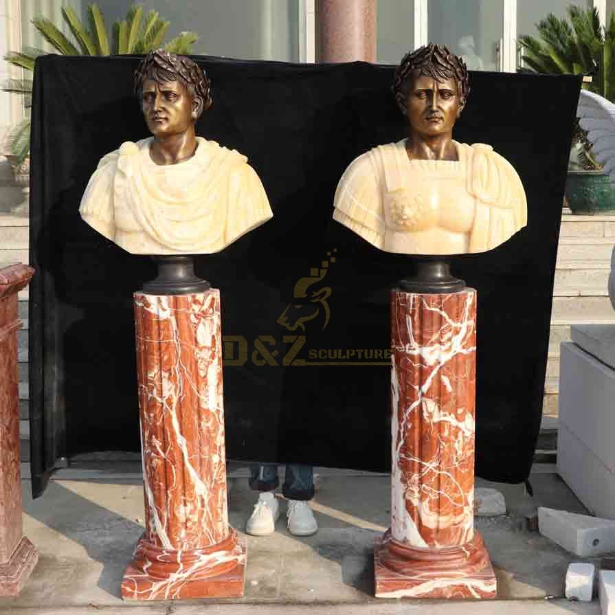 Two jade and bronze male busts decorative ornaments DZ-621