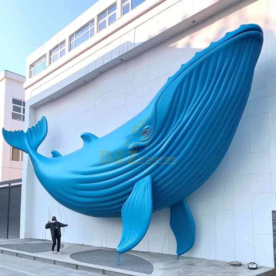 Giant metal blue whale wall sculpture DZ-622