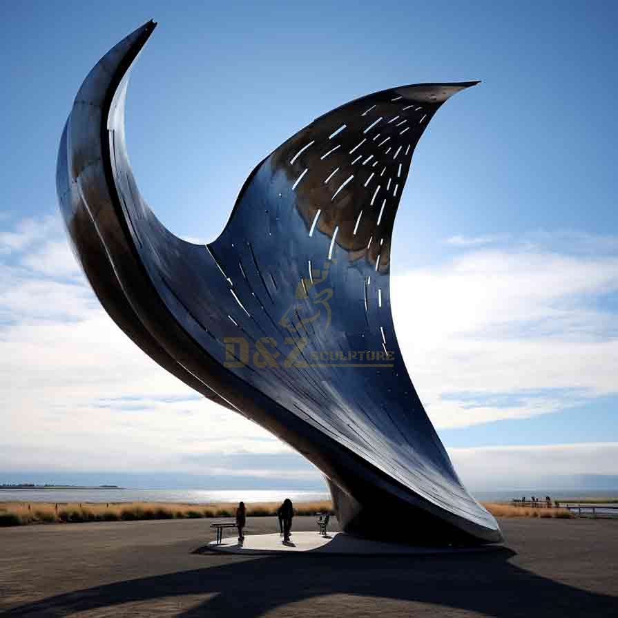 Large Metal Blue Whale Sculpture