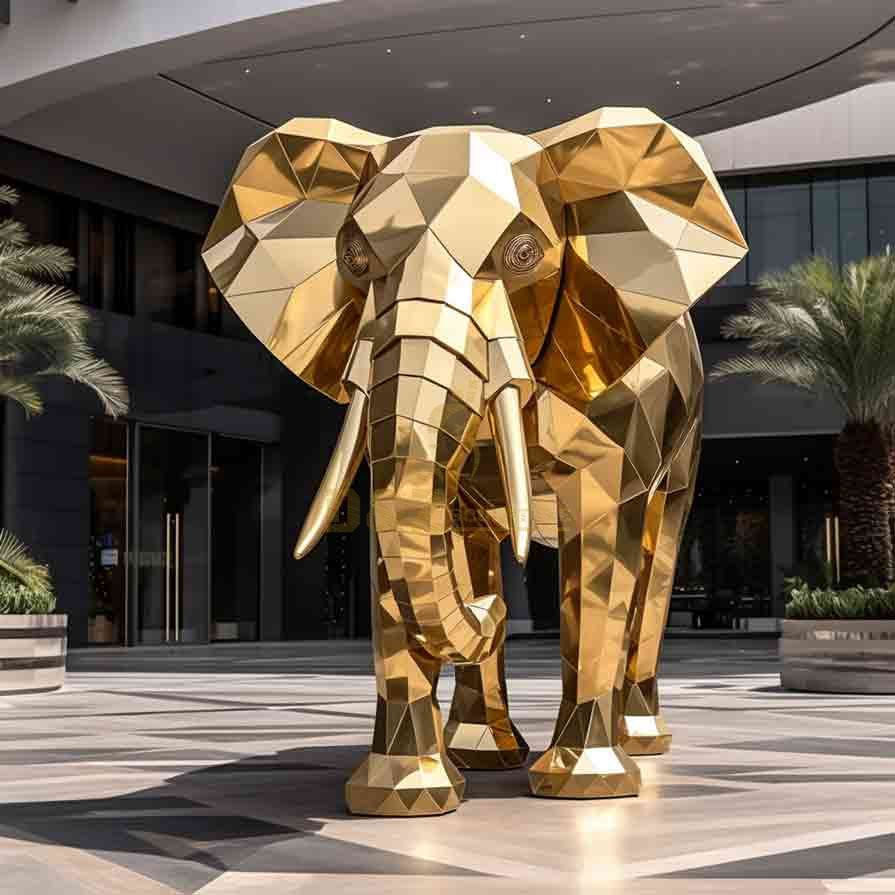 Geometric gold plated elephant sculpture