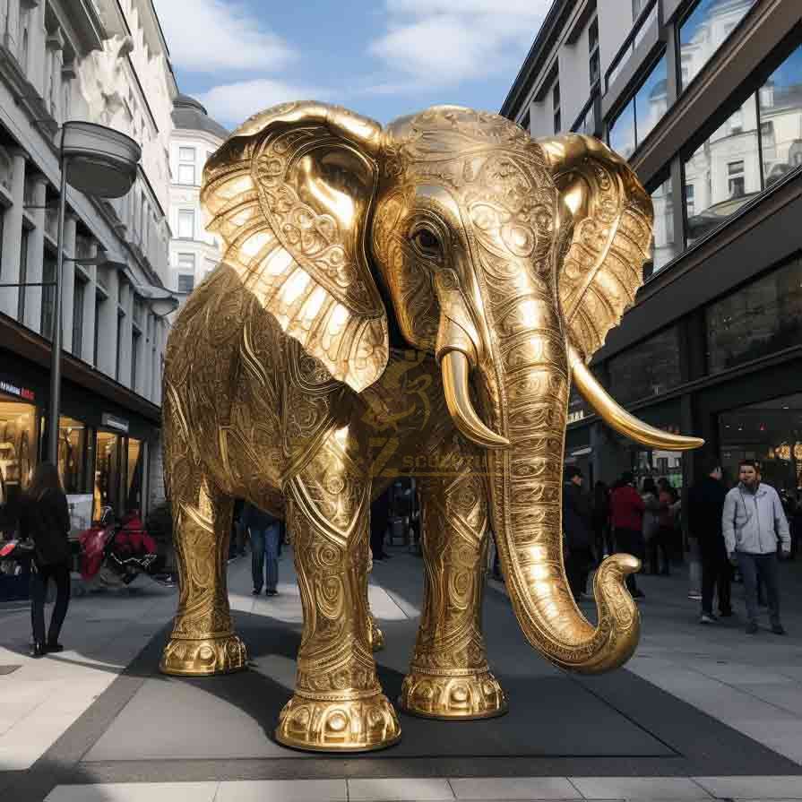 large gold elephant statue