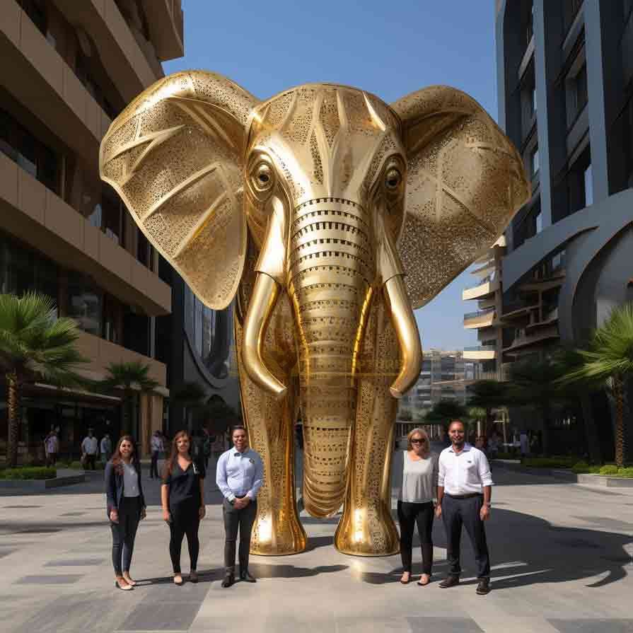 The gold elephant sculpture