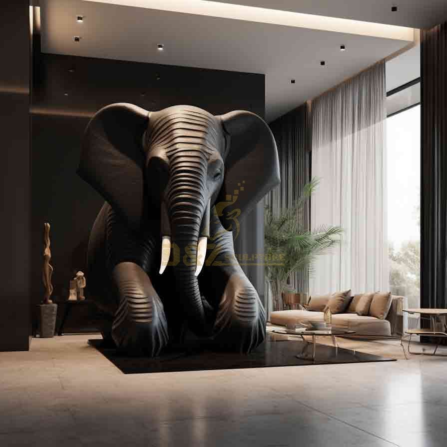 Modern Black Elephant Statue