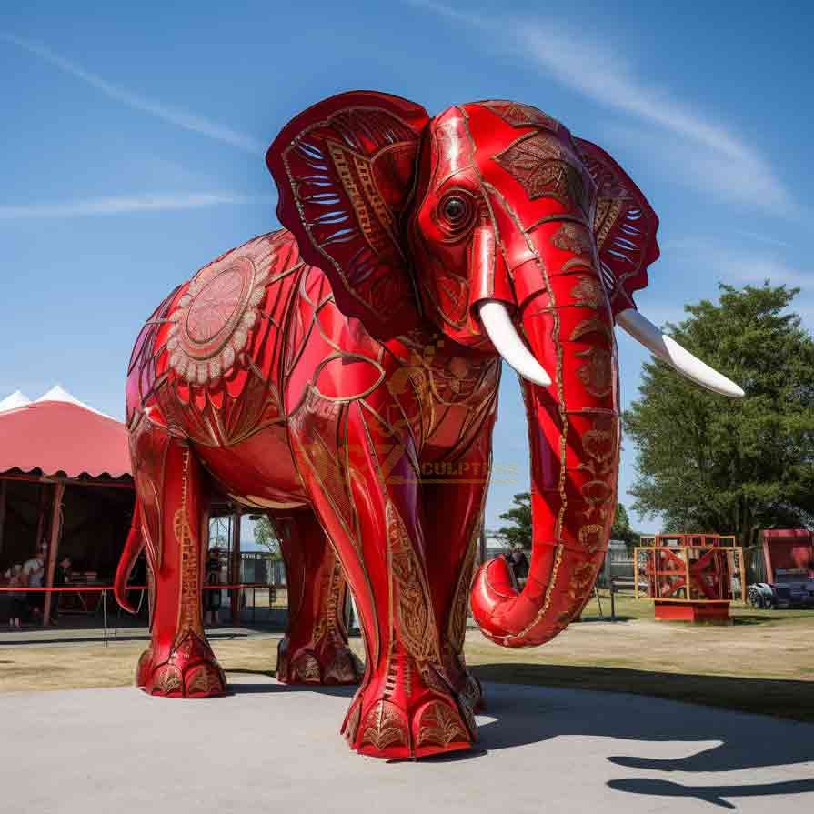 Red Elephant Statue