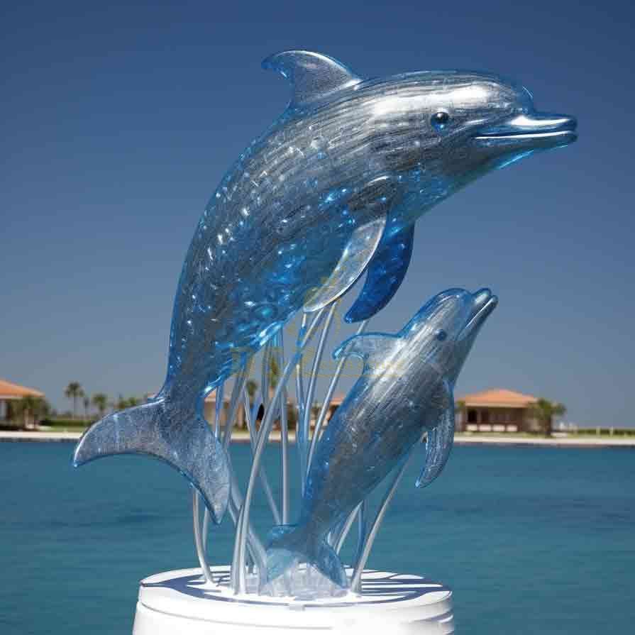 Metal dolphin sculpture, dolphin wire sculpture