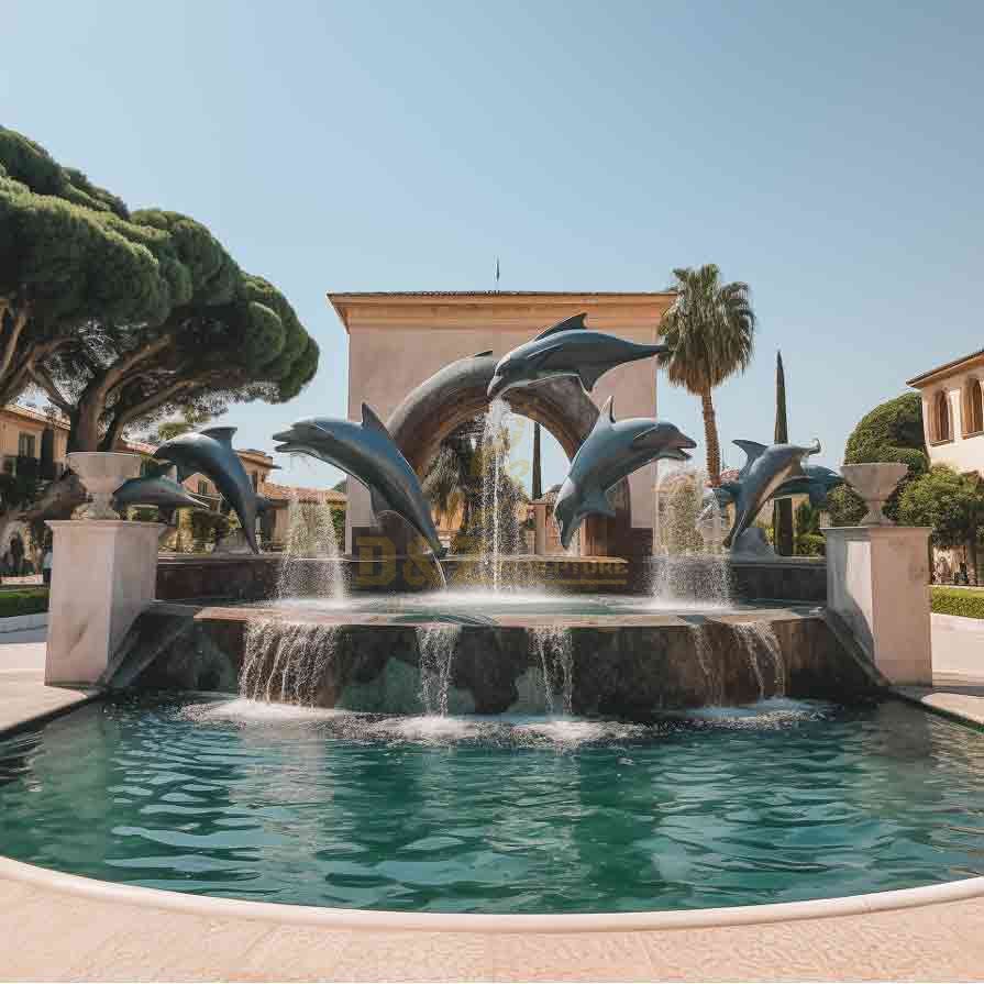 Dolphin pool statues