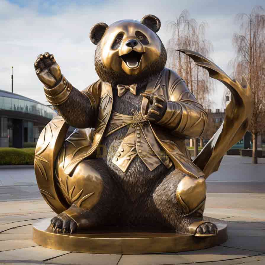 Outdoor panda bear garden statue