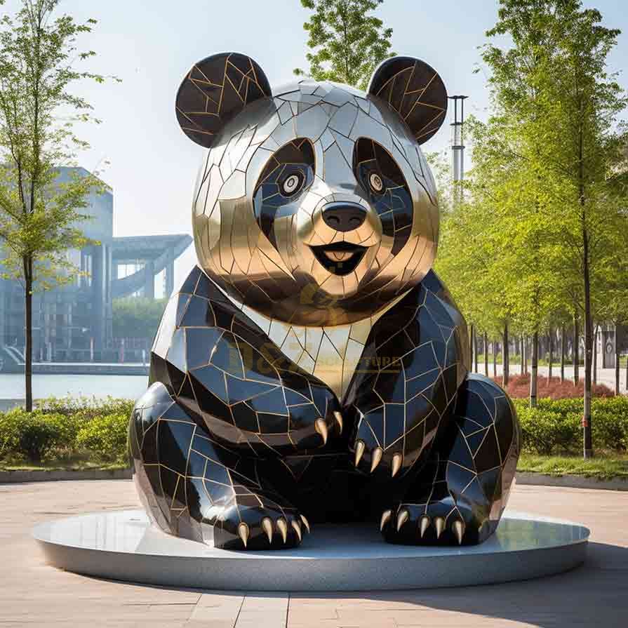 Outdoor panda bear garden statue