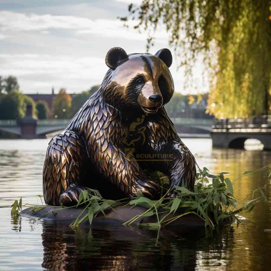 Outdoor panda bear garden statue