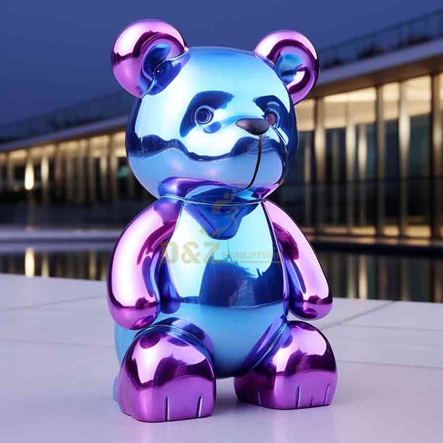 Electroplating metal big blue bear sculpture DZ-643