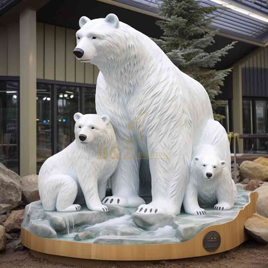 Bronze polar bear sculpture