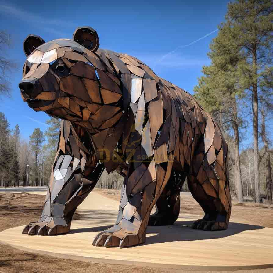 Corten steel bear sculpture