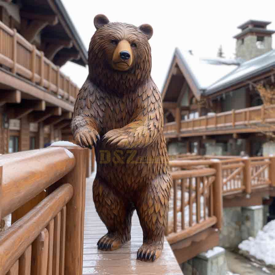 Bronze standing bear statue