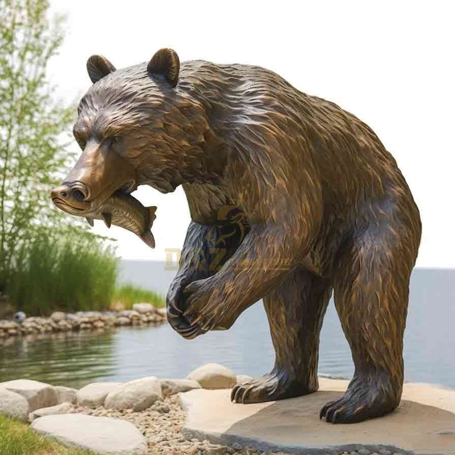 Bear fishing statue