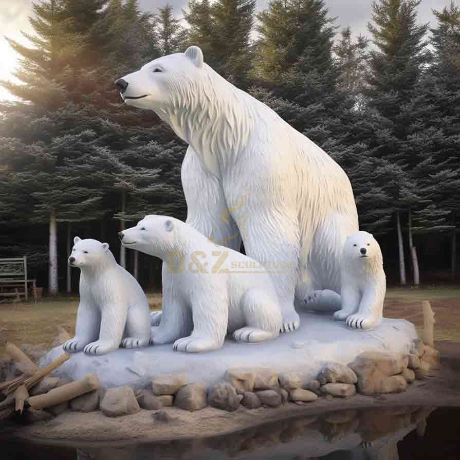 Outdoor polar bear garden statue