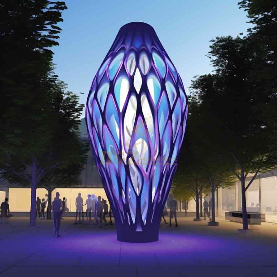 Lantern-shaped large outdoor light art sculpture