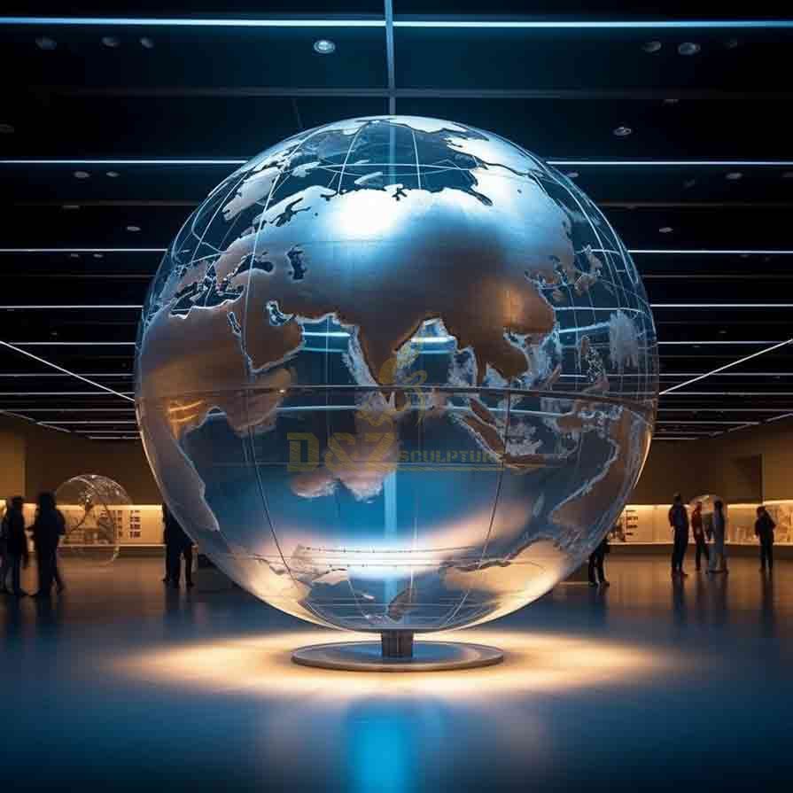 Stainless steel globe sculpture