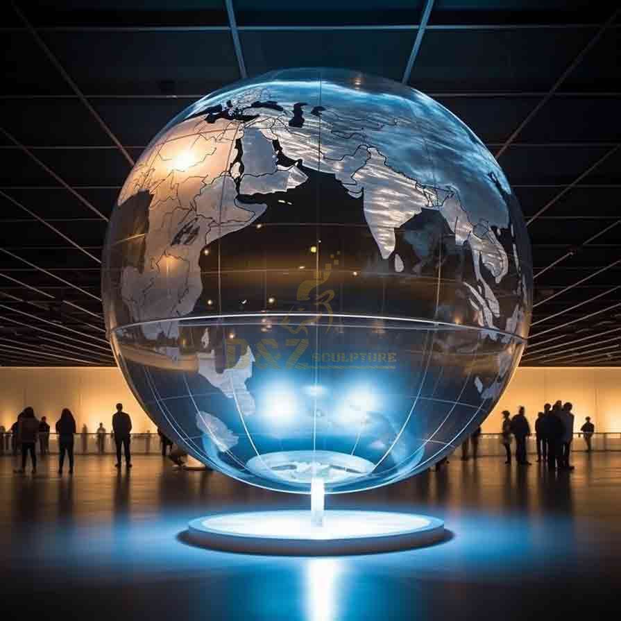 Metal world globe sculpture