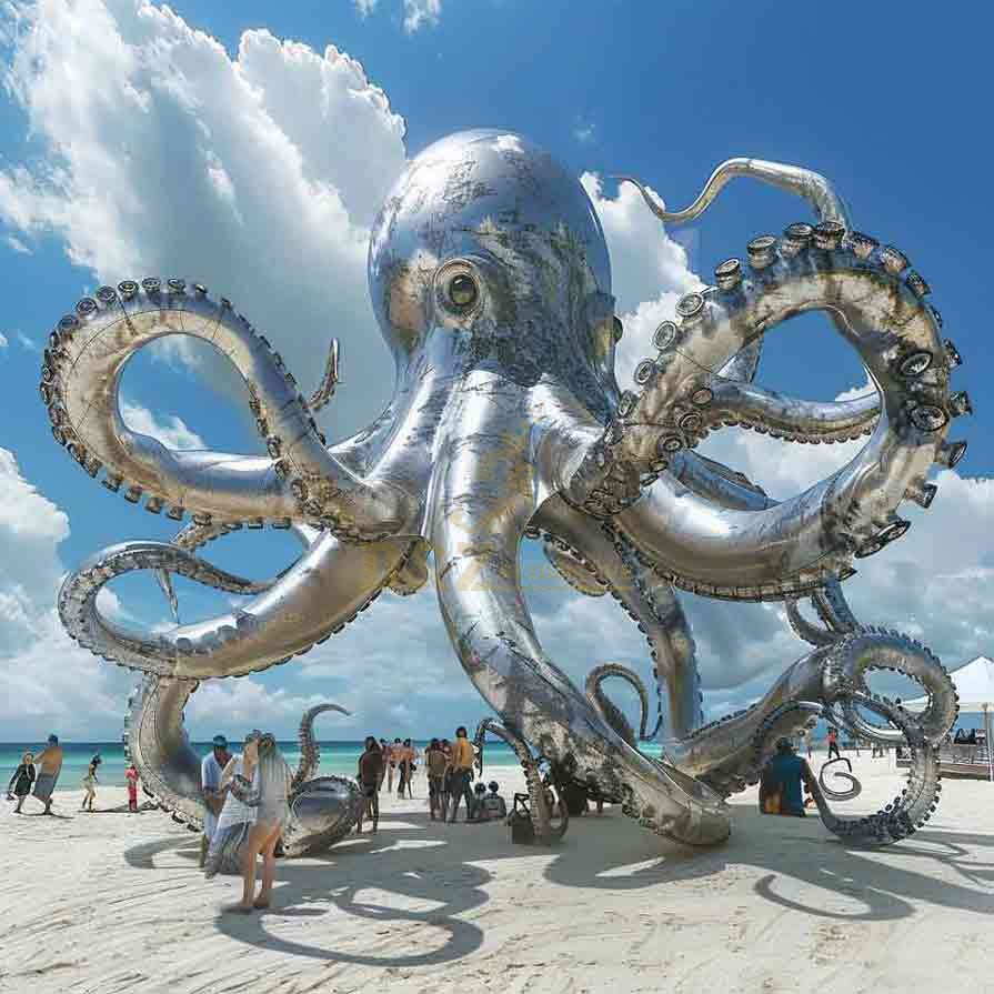 Metal octopus sculpture