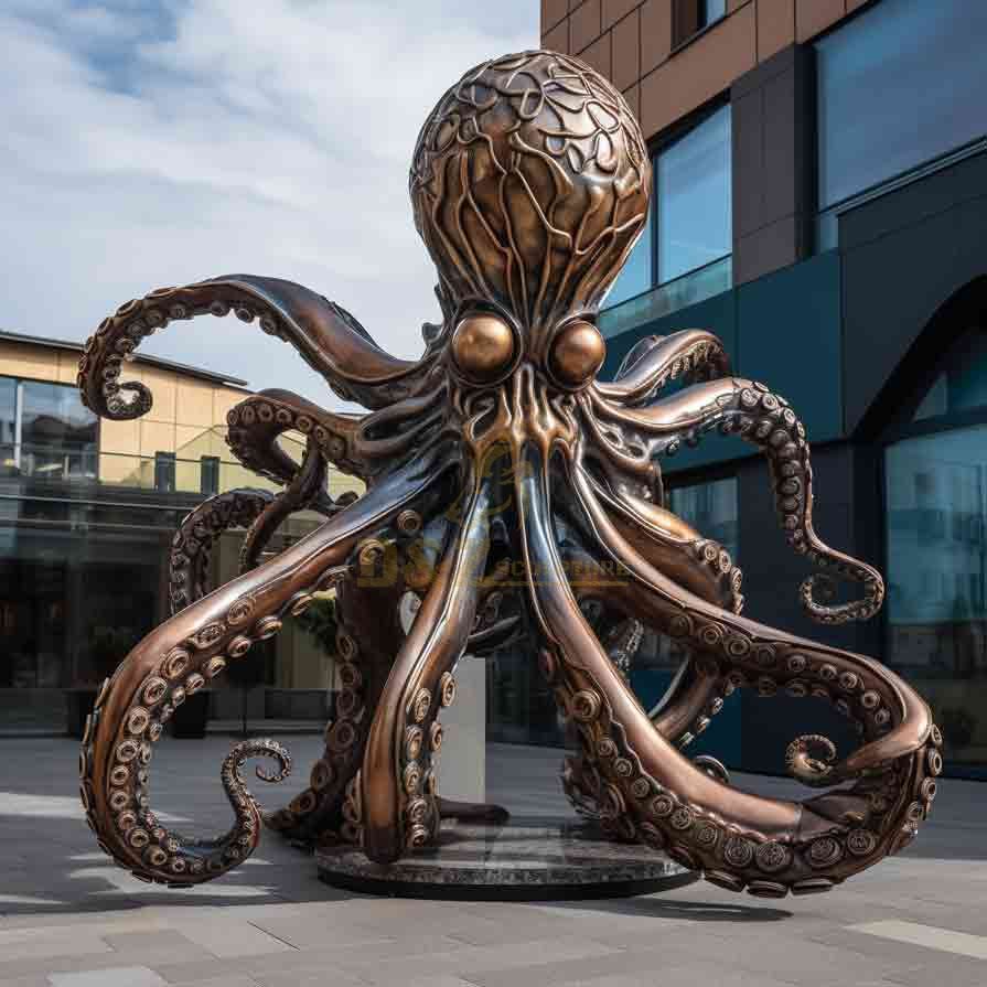 Bronze octopus sculpture