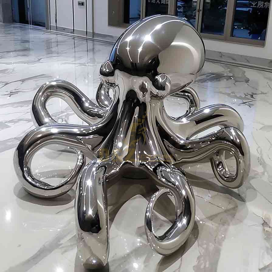 Silver octopus sculpture