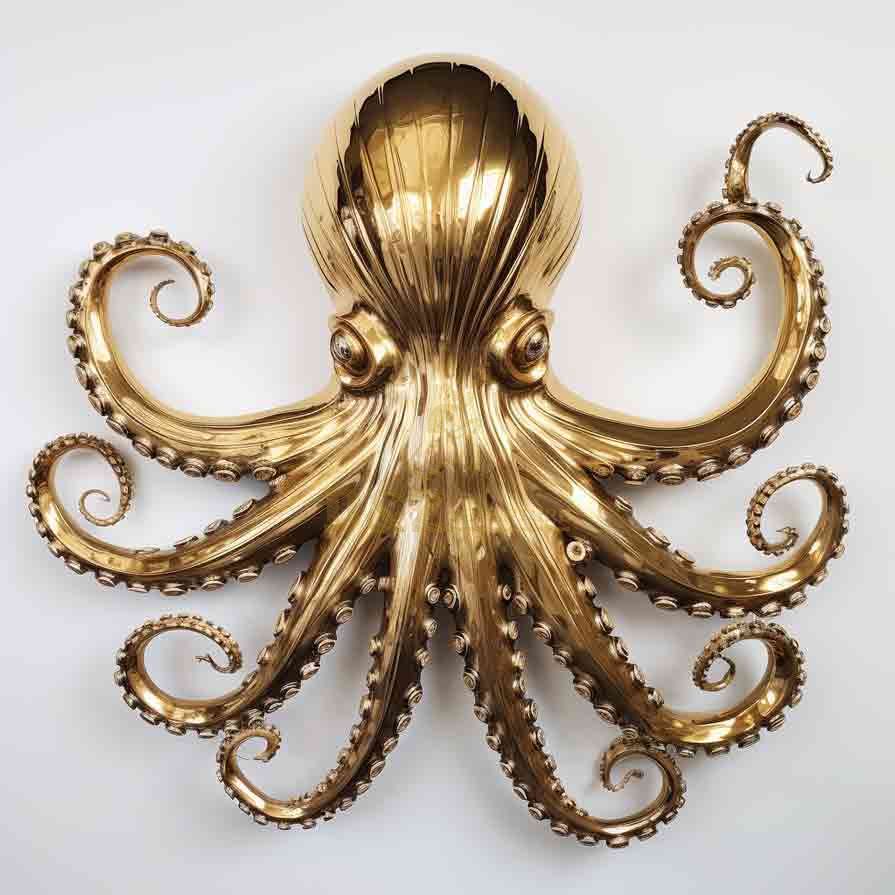 Gold octopus sculpture