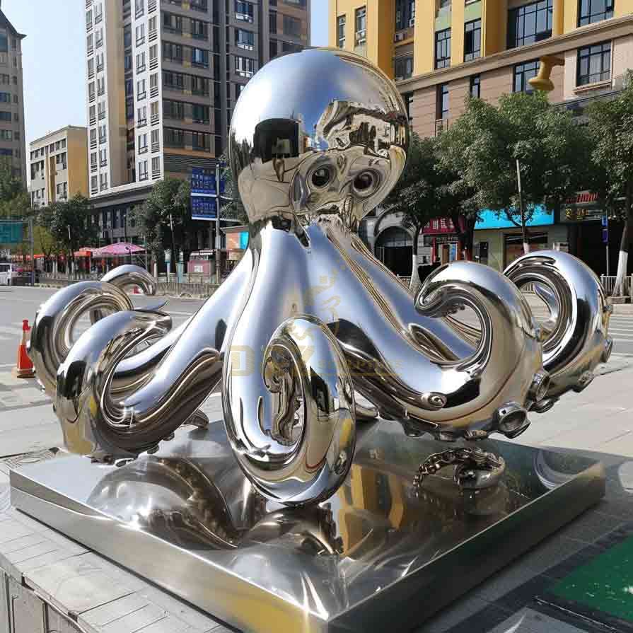 Large metal octopus sculpture