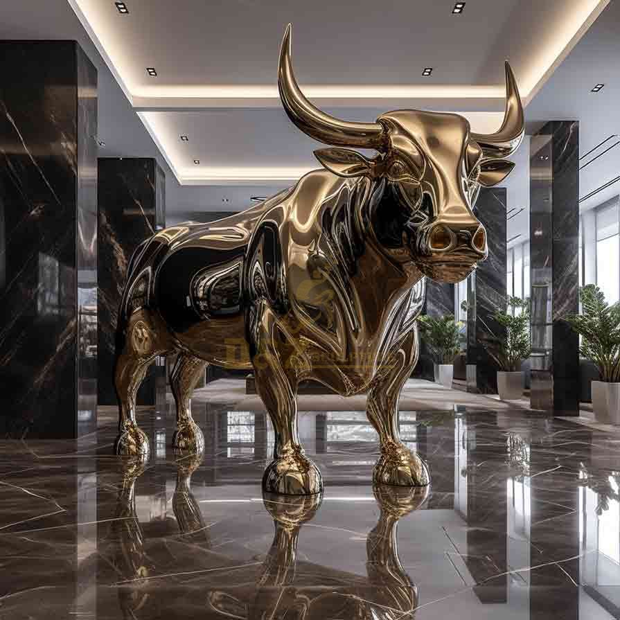 Large metal bull sculpture