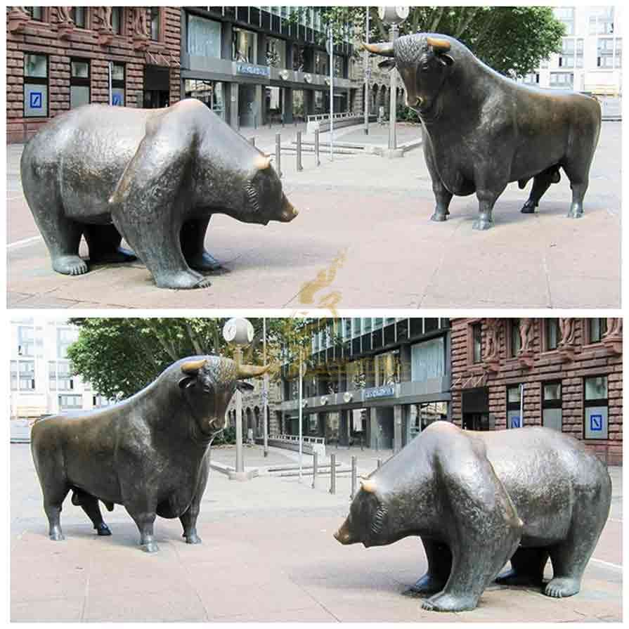 Bull Fighting Bear Sculpture