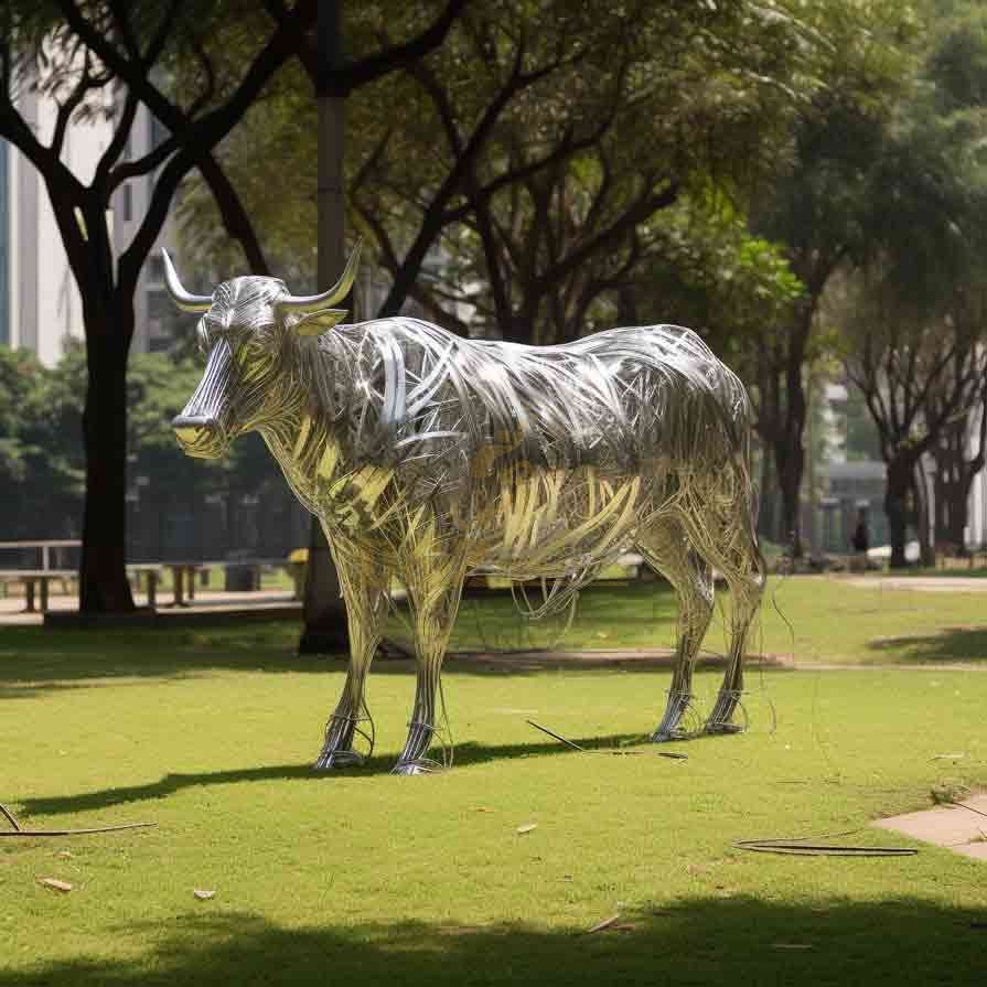 metal wire bull sculpture