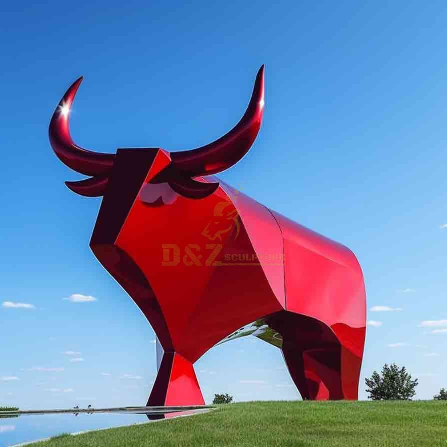 Large Red Abstract Bull Sculpture for Sale DZ-660