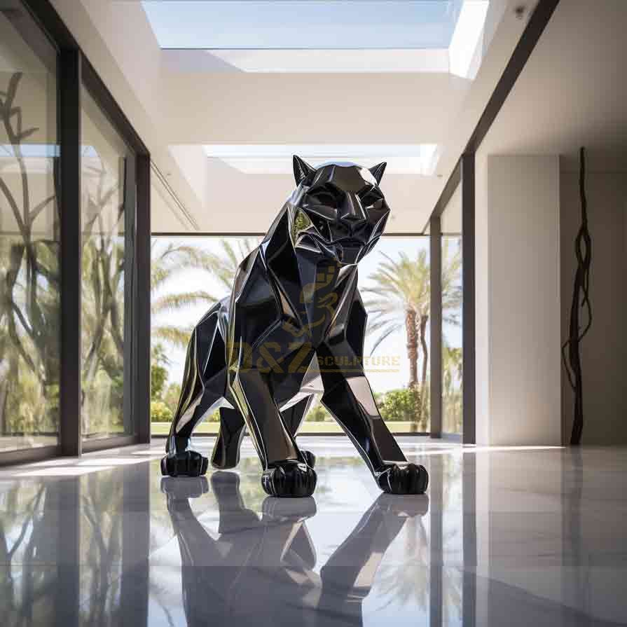 Large panther sculpture hotel or office building entrance