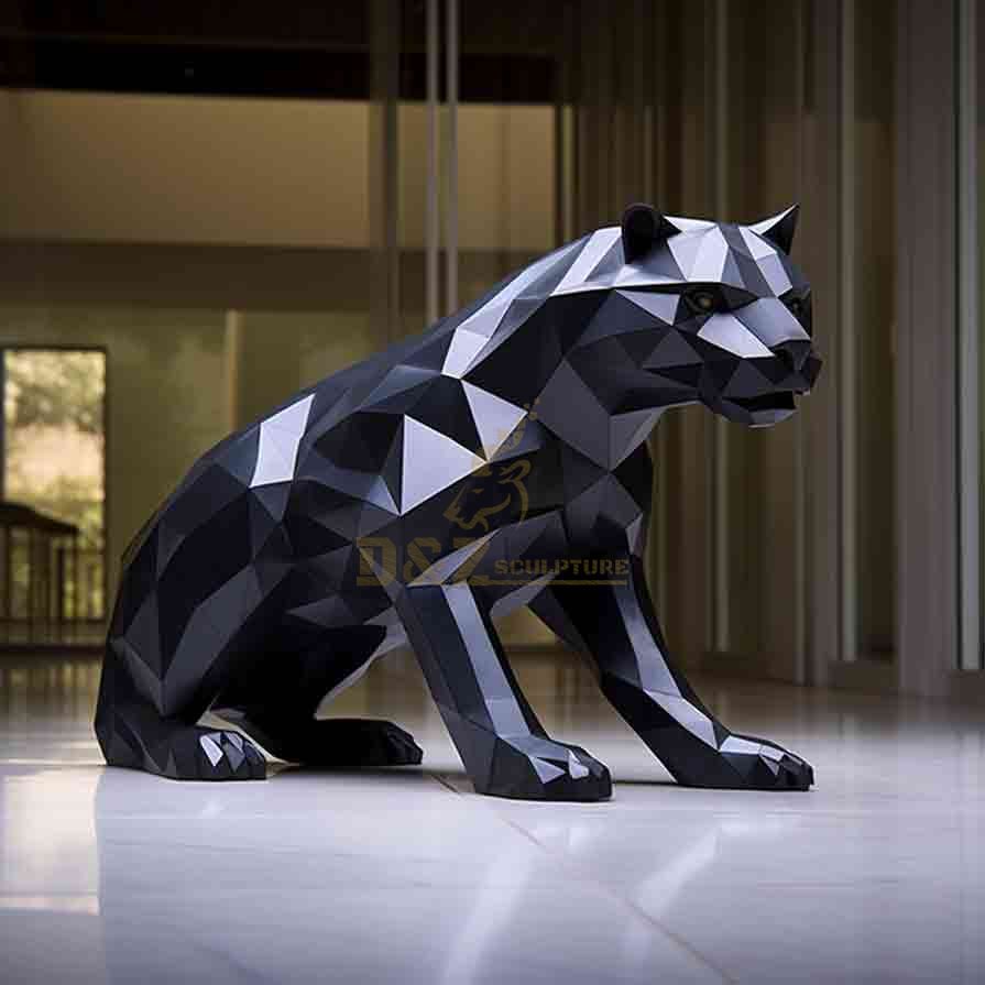 Large Modern Metal Geometric Panther Sculpture DZ-663