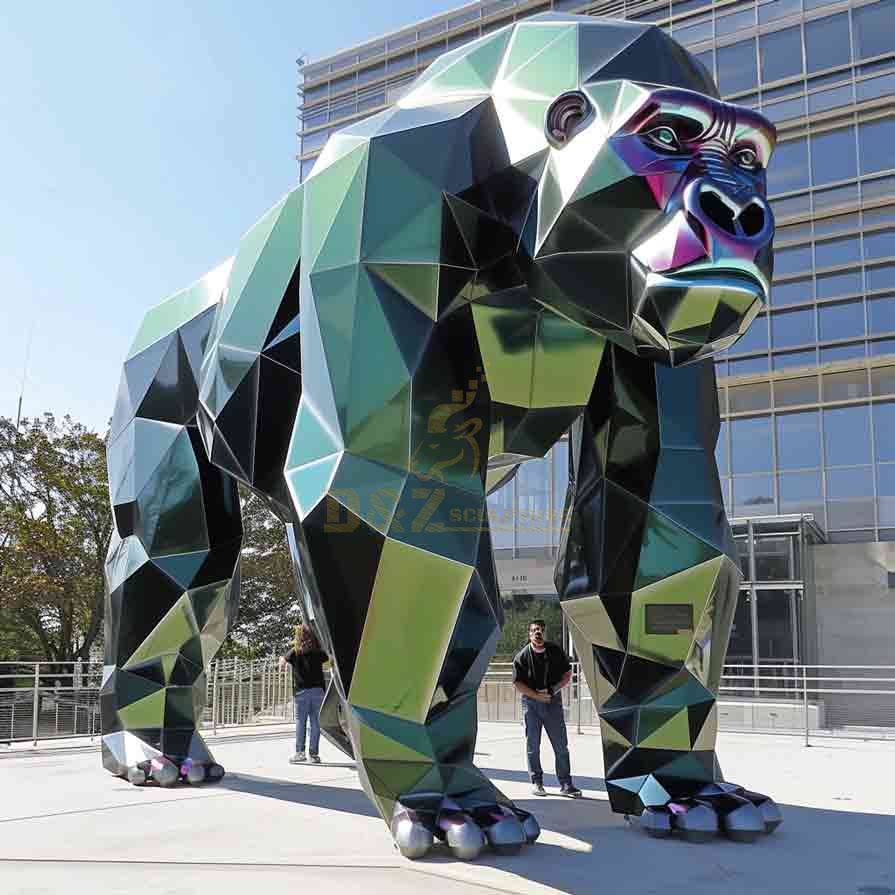 Amazing Geometric Metal Sculpture Gorilla