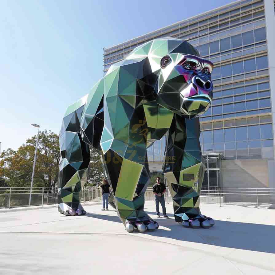 Geometric Metal Gorilla Art Sculpture