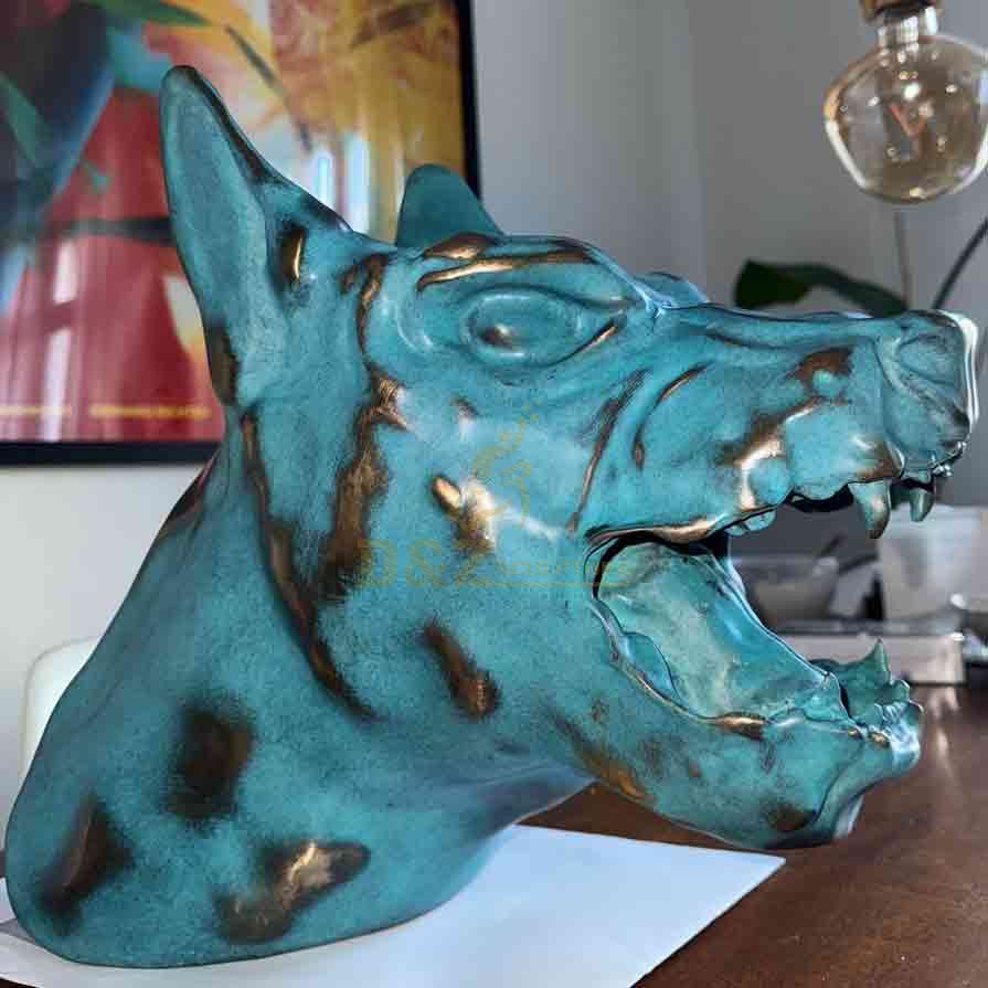 Vintage bronze dog head