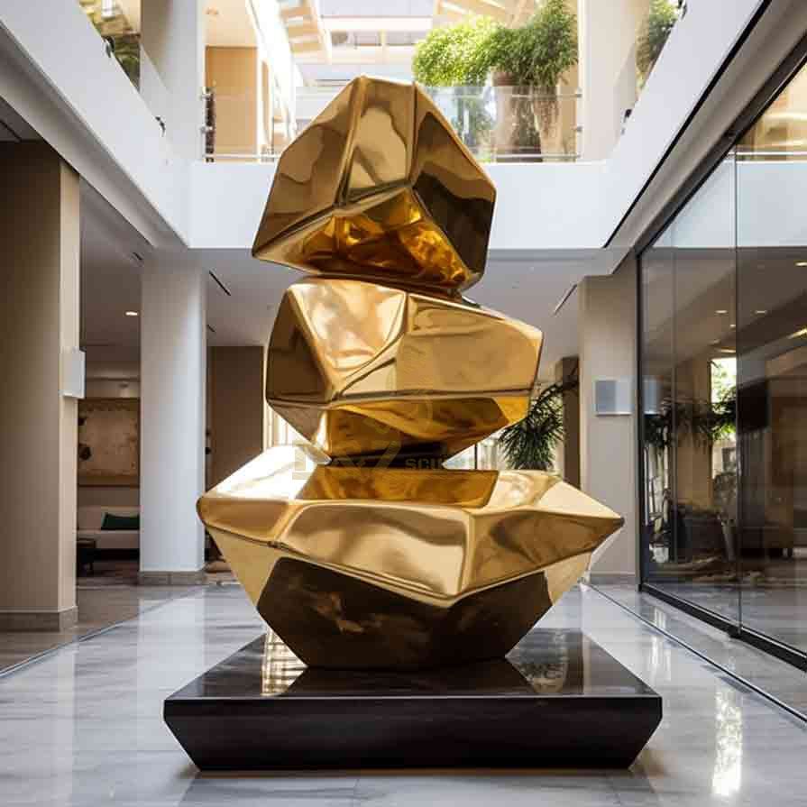 Large gold geometric sculpture