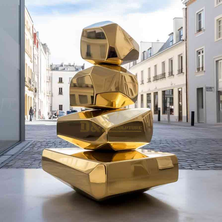 Modern golden geometric metal stone