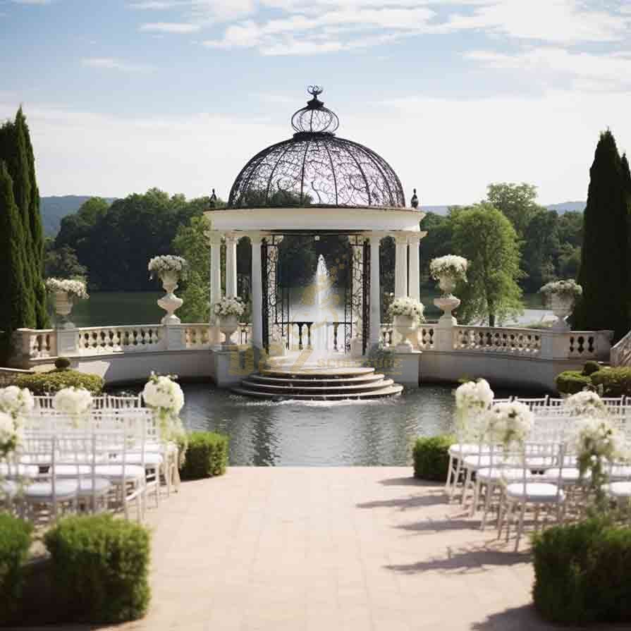 Wedding Gazebo, Metal Roof and Marble Column Sculpture