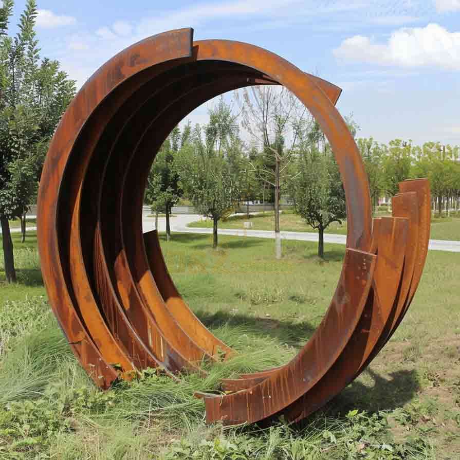 Large Corten Steel Circle Garden Sculpture