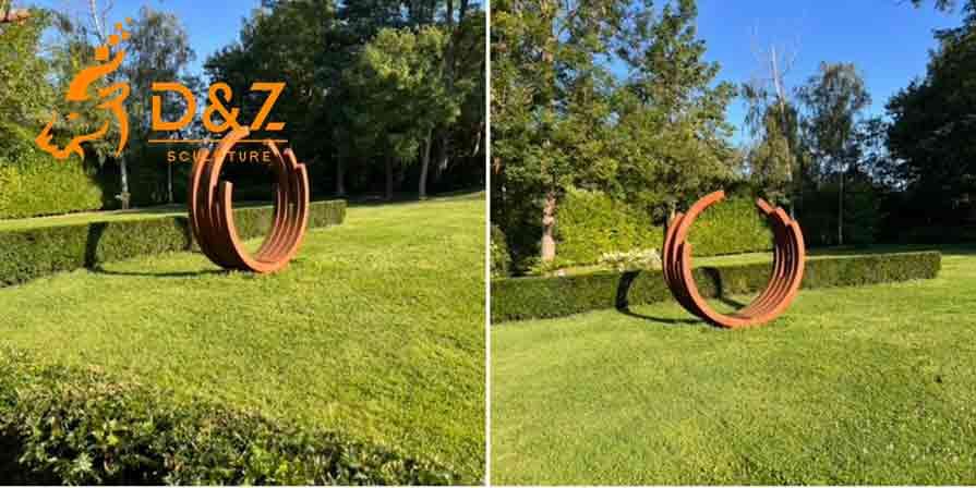 Large Corten Steel Circle Garden Art Sculpture DZ-679