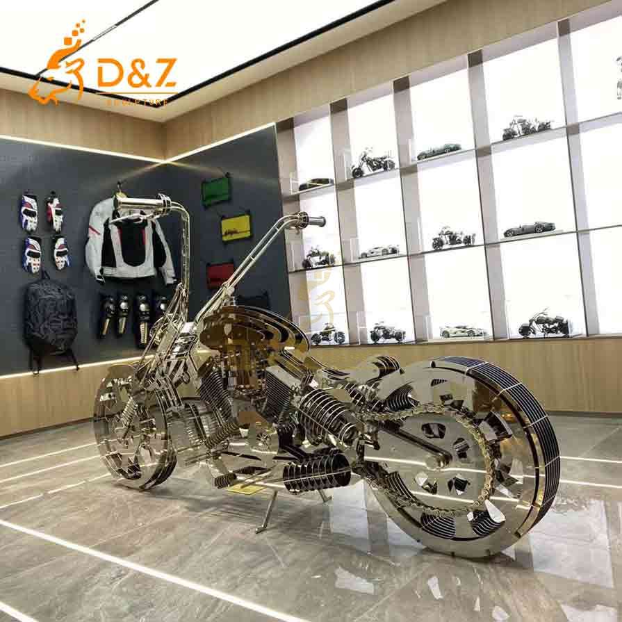 Multi-layer metal motorcycle sculpture, motorcycle shop decoration