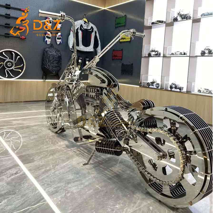 Stainless Steel Multi-layer Metal Motorcycle Sculpture