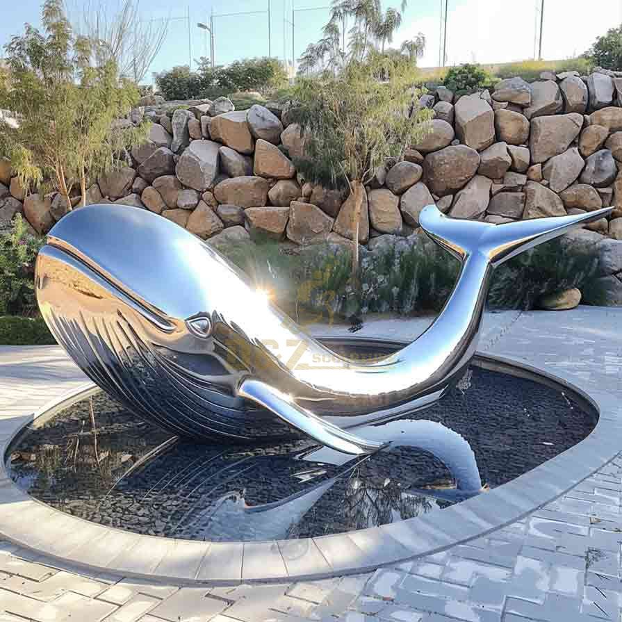 Large Metal Whale Garden Sculpture for Sale